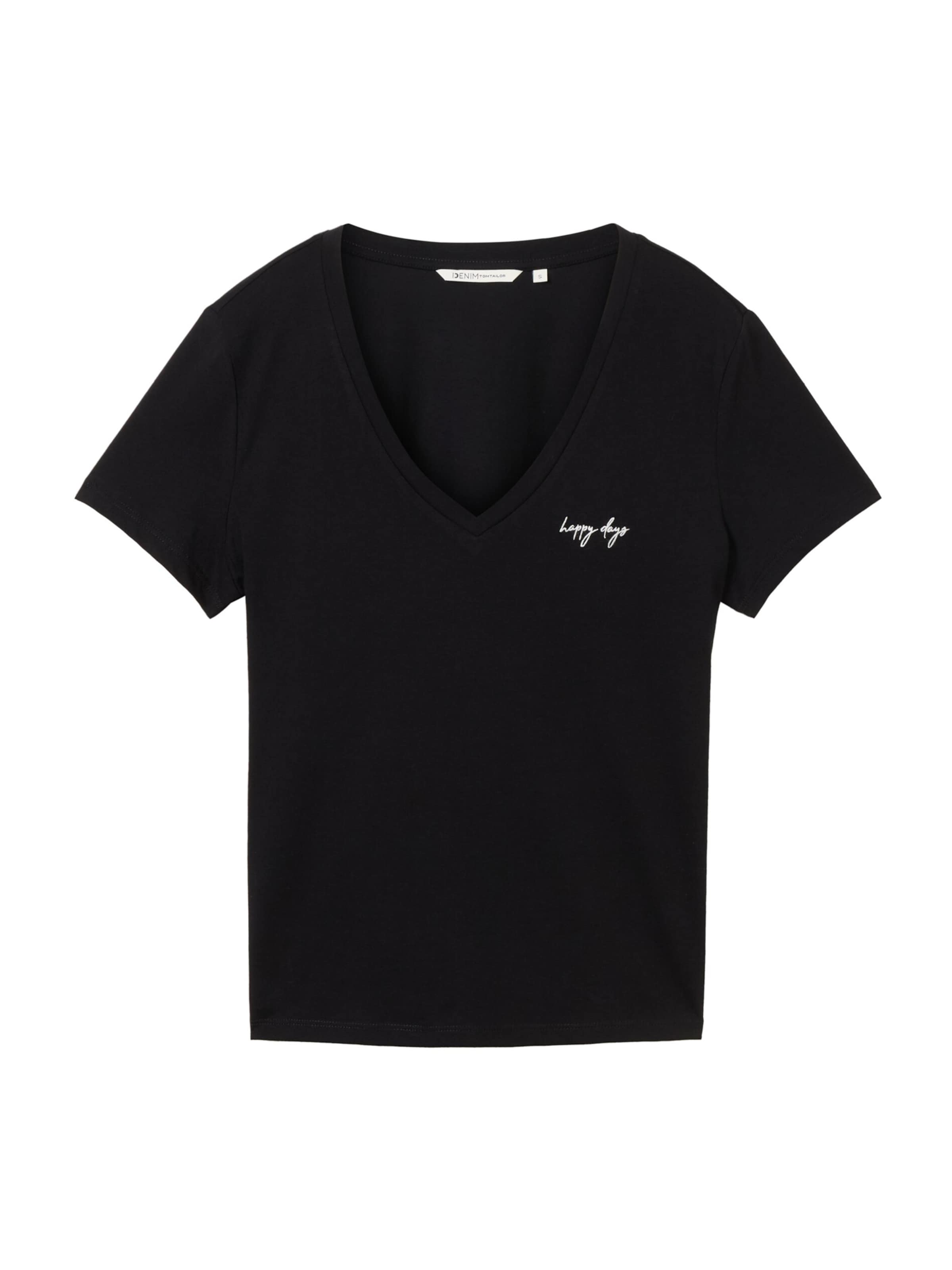 TOM TAILOR DENIM Тениска в черно: отпред