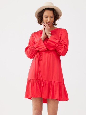 Blue Shadow Dress in Red: front