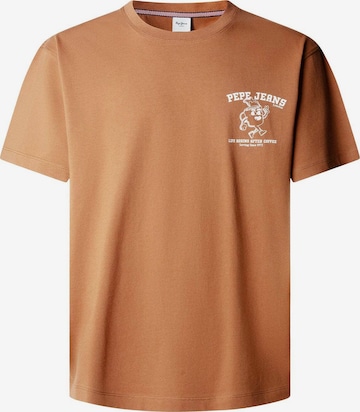 T-Shirt 'Coffeet' Pepe Jeans en marron : devant