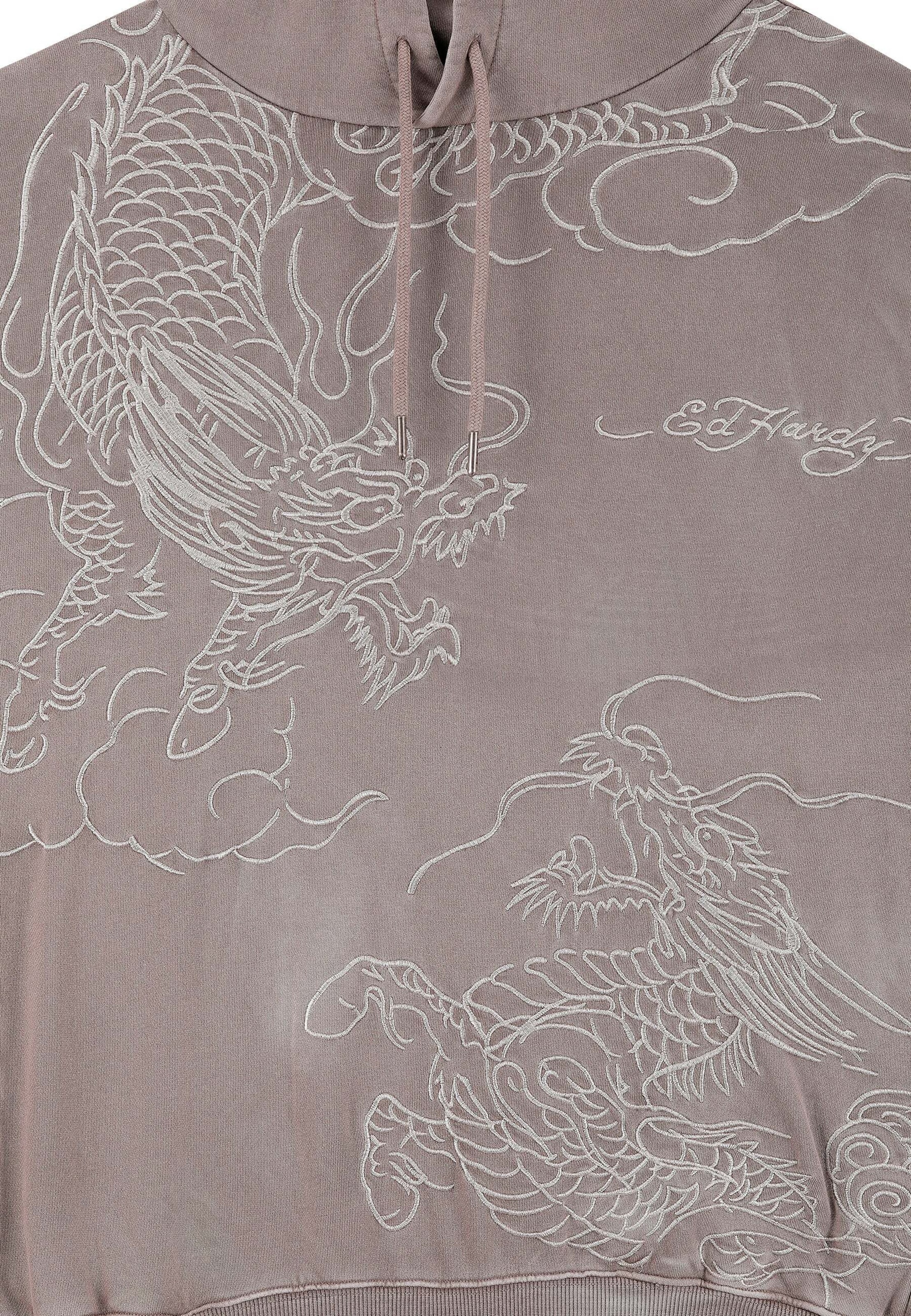 Ed Hardy Sweatshirt 'Battle Dragon' i grå