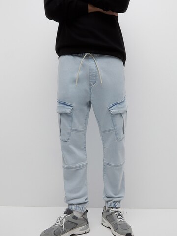 Pull&Bear Tapered Cargojeans in Blauw