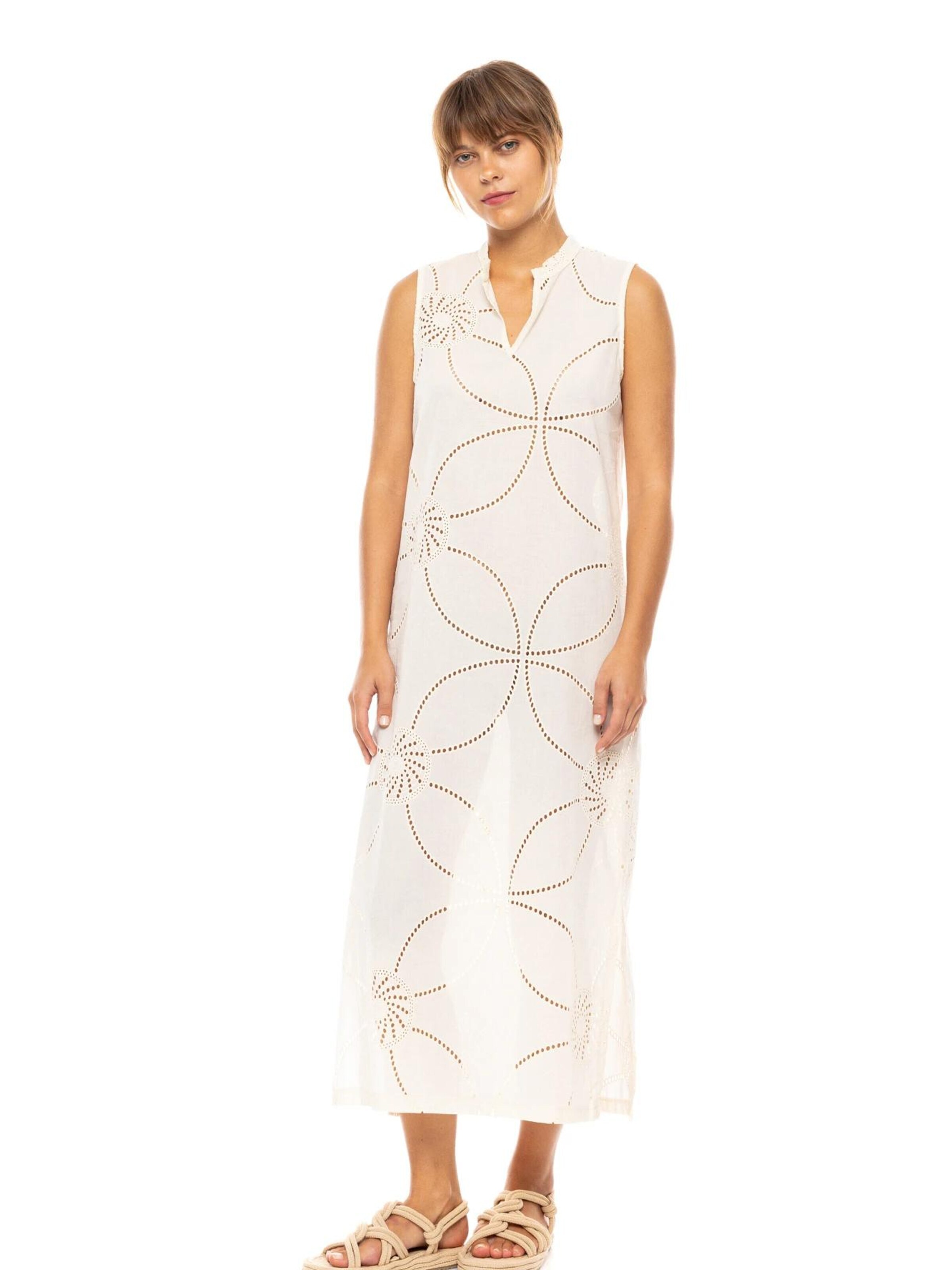 Pink Label Καλοκαιρινό φόρεμα 'BEACHWEAR MOON EMBRODERY' σε λευκό