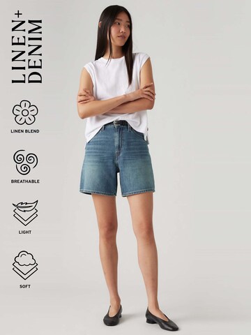 LEVI'S ® Loosefit Broek 'HIGH BAGGY SHORT WHERES MY PHO IN LINEN DENIM' in Blauw: voorkant