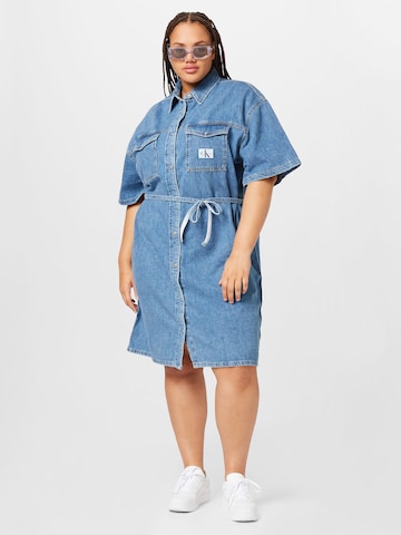 Calvin Klein Jeans Curve Shirt Dress in Blue