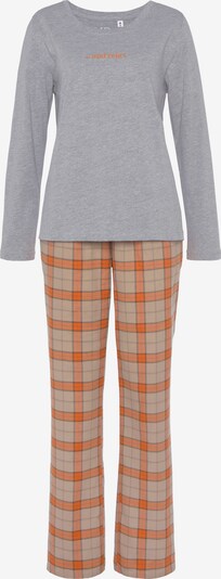 VIVANCE Pyjama in braun / grau / orange, Produktansicht