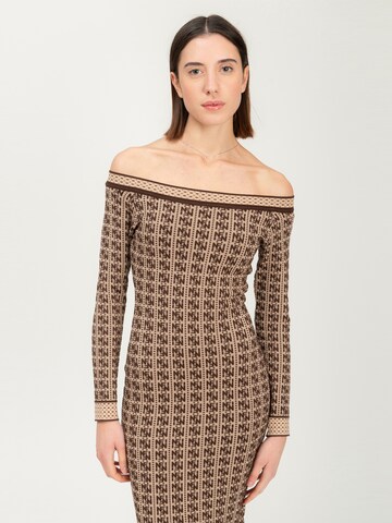 Influencer Strickkleid in Beige