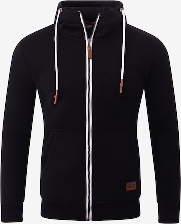 Reslad Zip-Up Hoodie 'Sweatjacke Zipper High' in Black: front