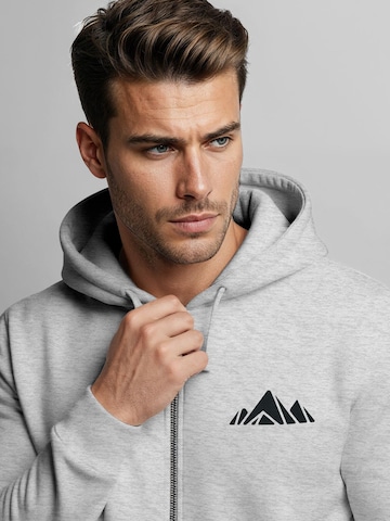 Neverless Zip-Up Hoodie 'Berg Polygon' in Grey