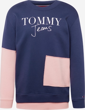 Tommy Jeans Sweatshirt & Zip-Up Hoodie in Blue: front