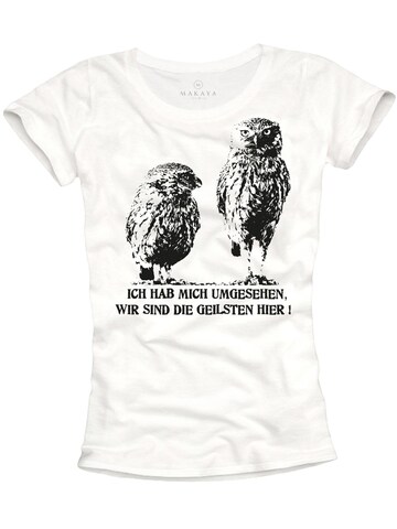 MAKAYA Shirt 'Hab mich umgesehen..' in White: front