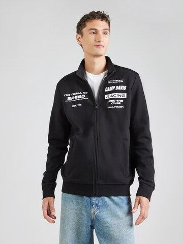 CAMP DAVID Zip-Up Hoodie in Black