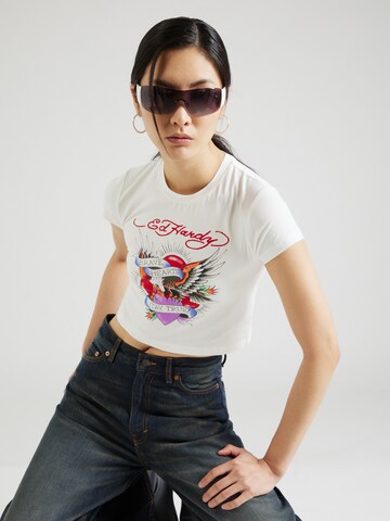 T-shirt Ed Hardy en blanc : devant