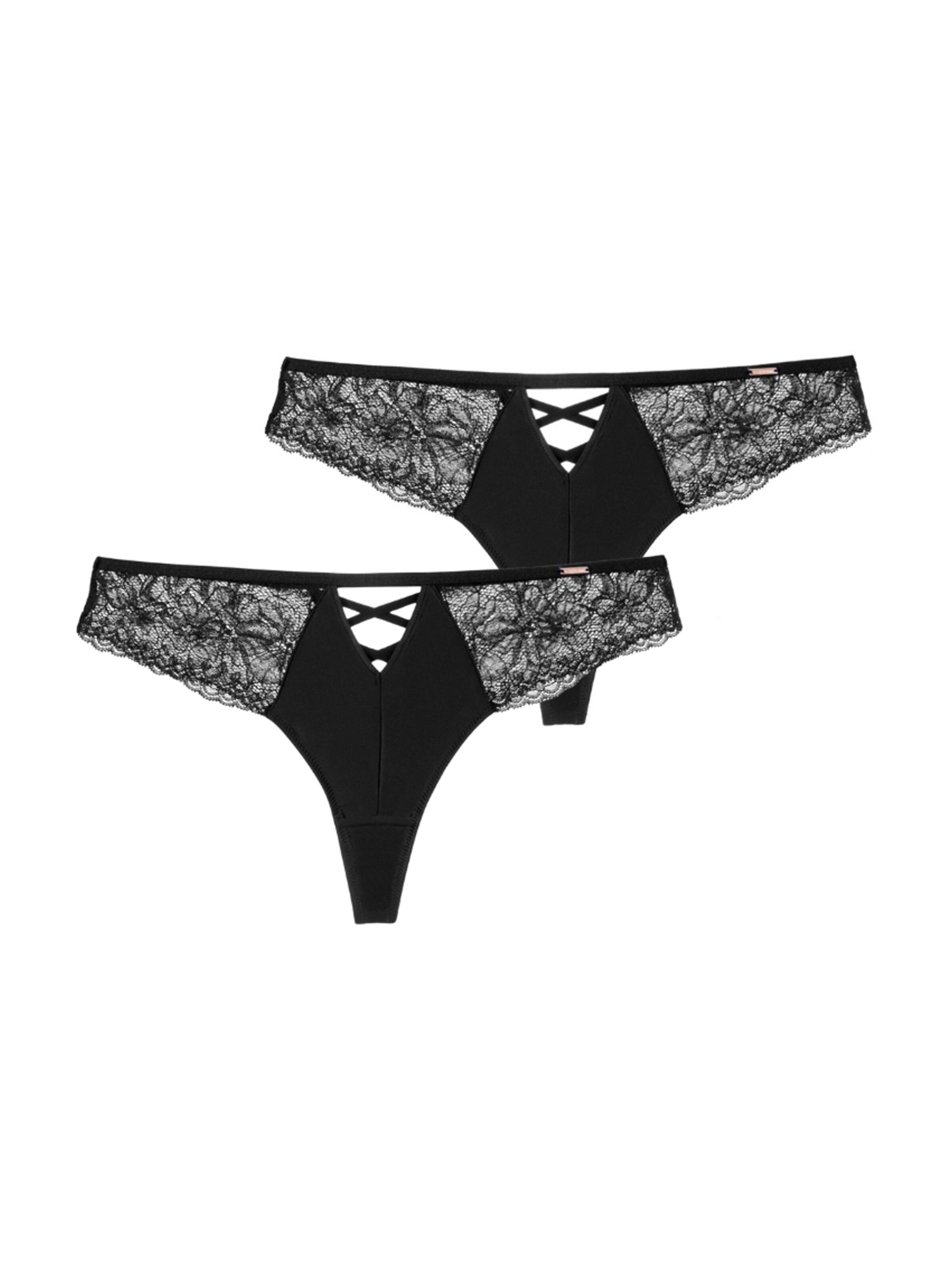 Dorina Στρινγκ σε μαύρο: μπροστά