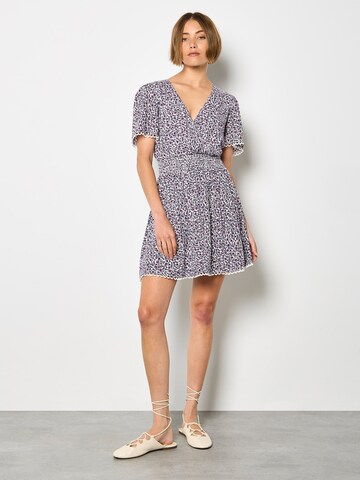 Apricot Ditsy Floral Gold Foil Mini Dress ' ' in Lila