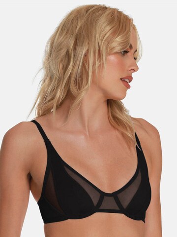 OW Collection T-shirt Bra 'SWIRL' in Black: front