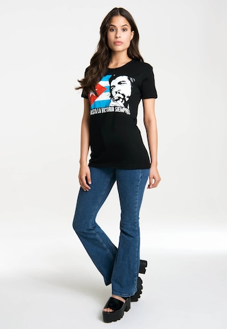 LOGOSHIRT Shirt 'Che - Cuban Flag' in Black