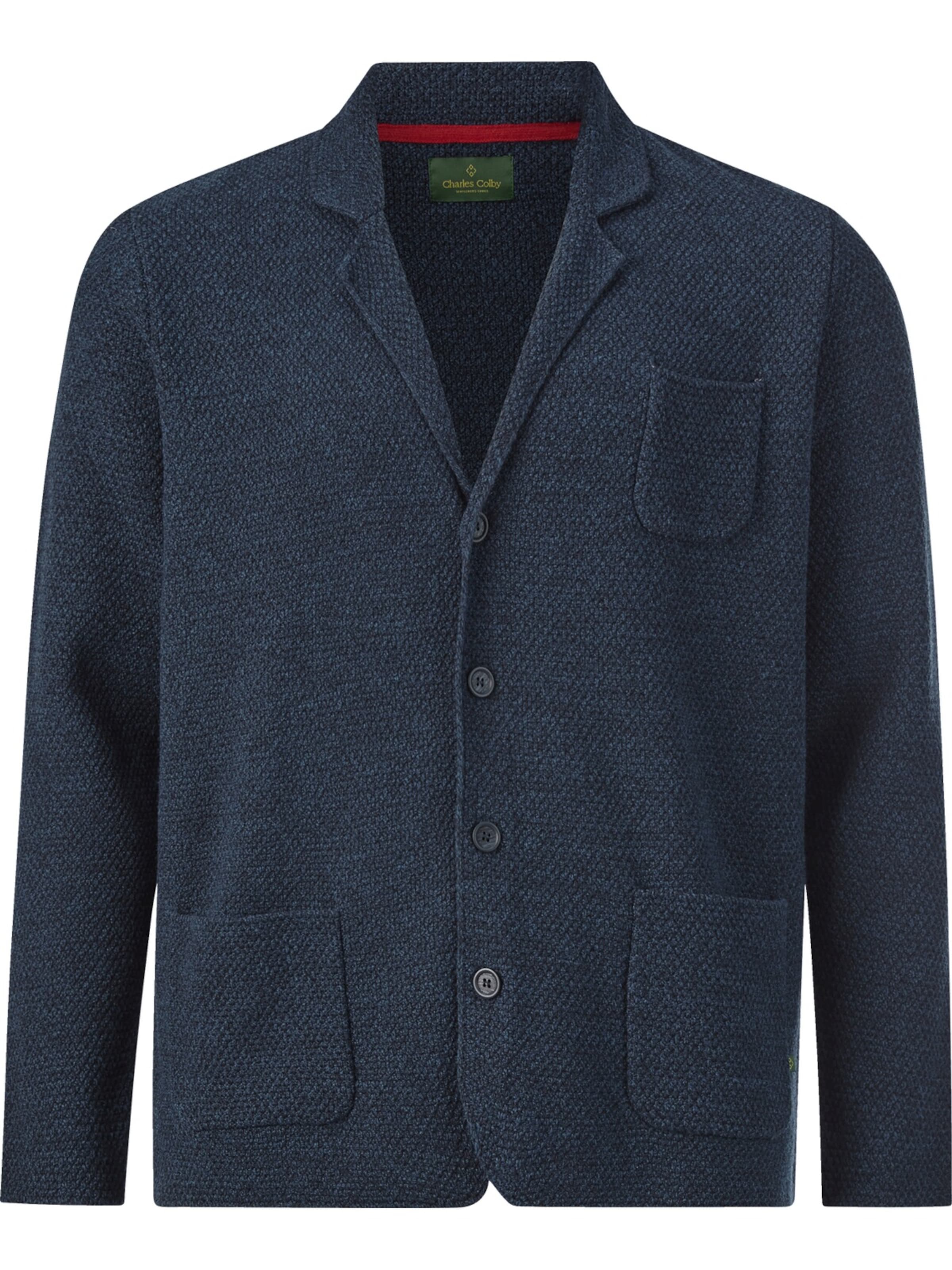 Charles Colby Strickjacke 'Earl James' in Blau: Vorderseite