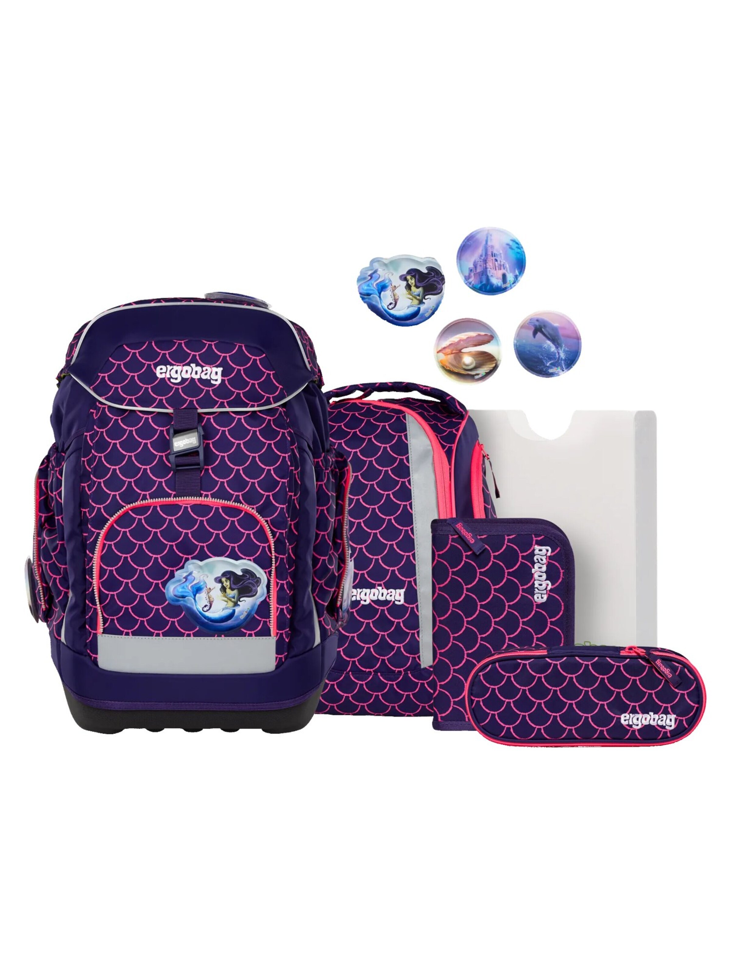 ergobag Backpack 'Schulranzen-Set maxi Set' in Purple: front