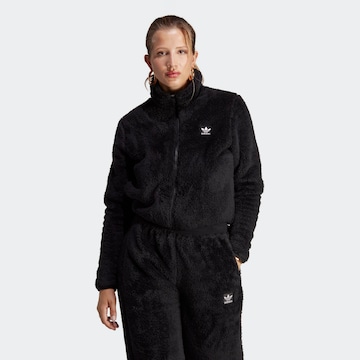 ADIDAS ORIGINALS Flisová bunda 'Essentials+ Fluffy Teddy  Zip' - Čierna: predná strana