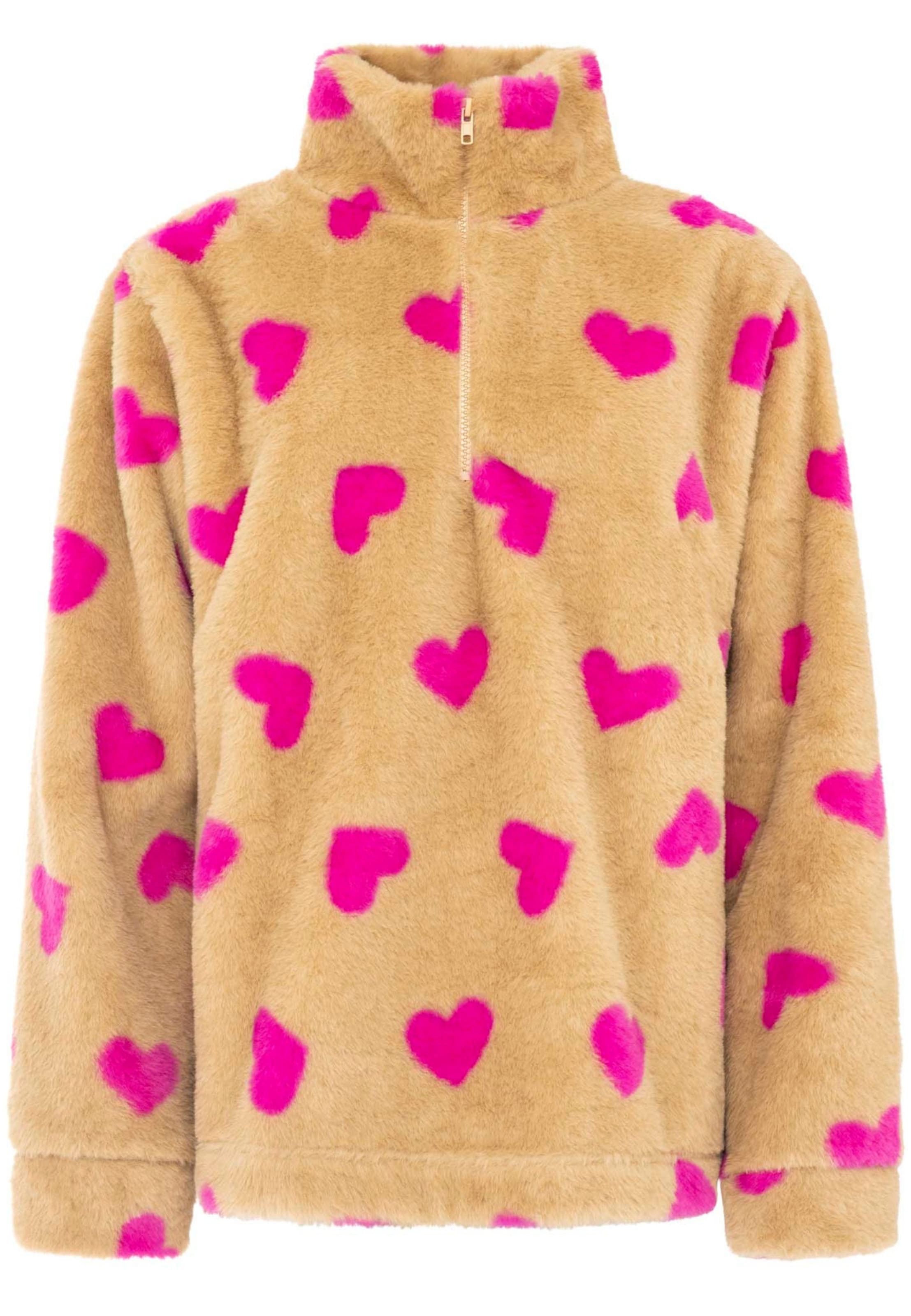 Zwillingsherz Sweatshirt 'Fake Fur Troyer Herzi' in Pink: front