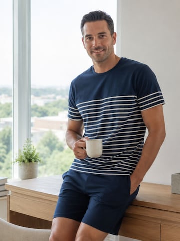 zd ZERO DEFECTS Pyjama kort 'Modal Bruma' in Blauw: voorkant