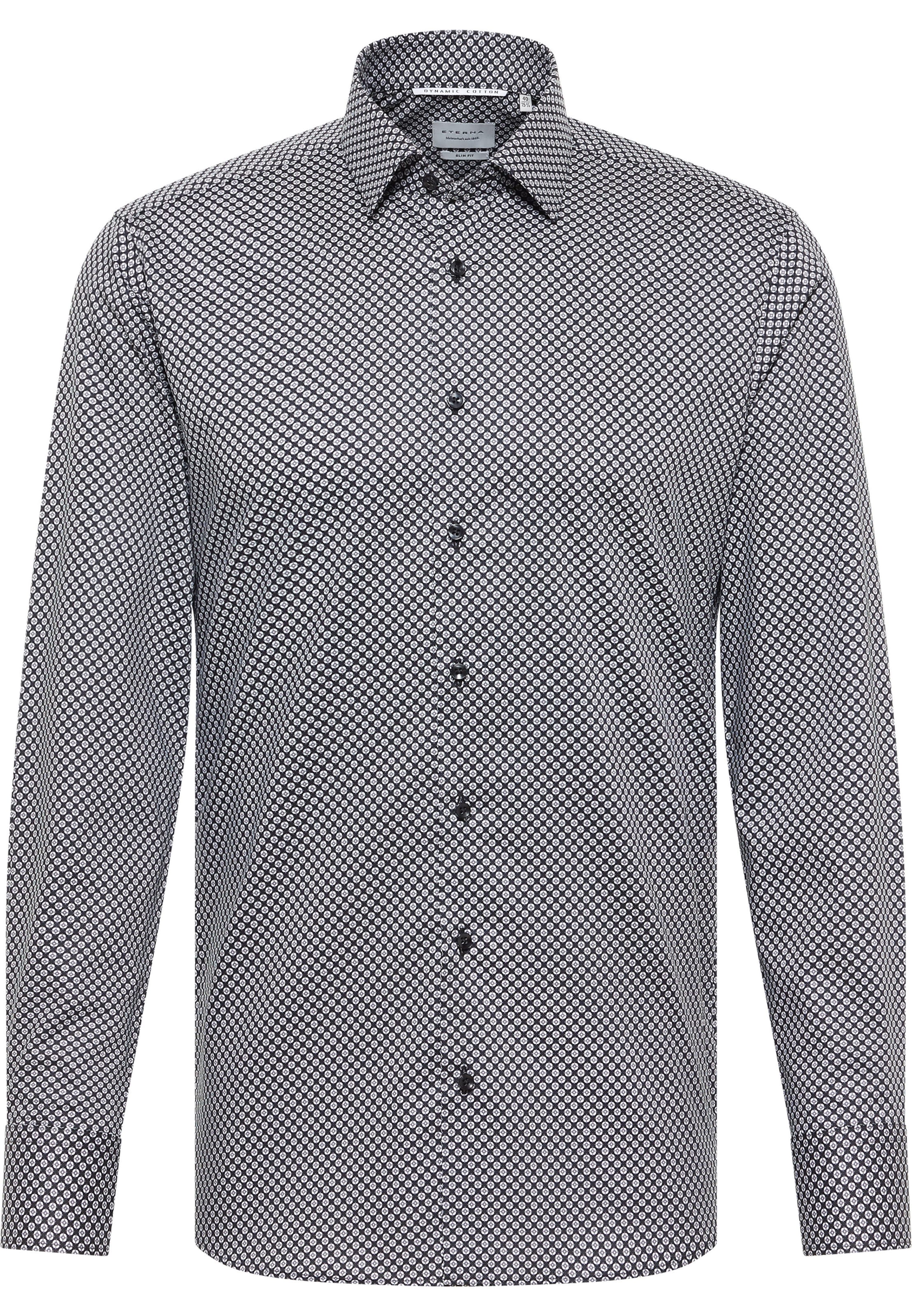 ETERNA Slim fit Button Up Shirt in Black: front
