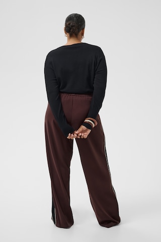 KAFFE CURVE Wide leg Broek 'Gally' in Bruin
