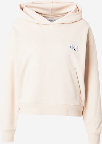 Calvin Klein Jeans Sweatshirt 'Badge' in Beige: front