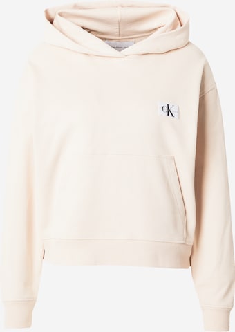 Calvin Klein Jeans Sweatshirt 'Badge' in Beige: voorkant