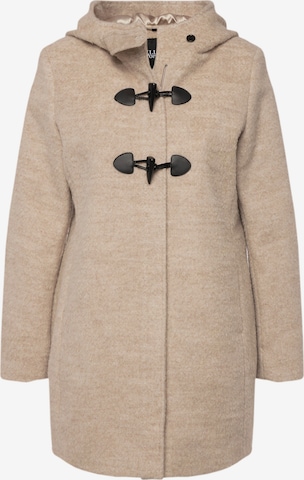 Ulla Popken Between-Seasons Coat in Beige: front