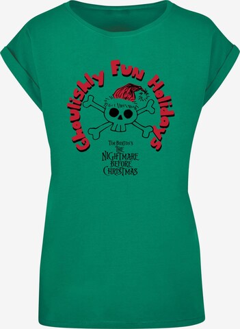 ABSOLUTE CULT Shirt 'The Nightmare Before Christmas - Ghoulishly Fun Holidays' in Green: front