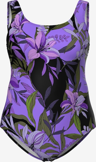 Ulla Popken Swimsuit in M-L in Green / Purple / Lavender / Black, Item view