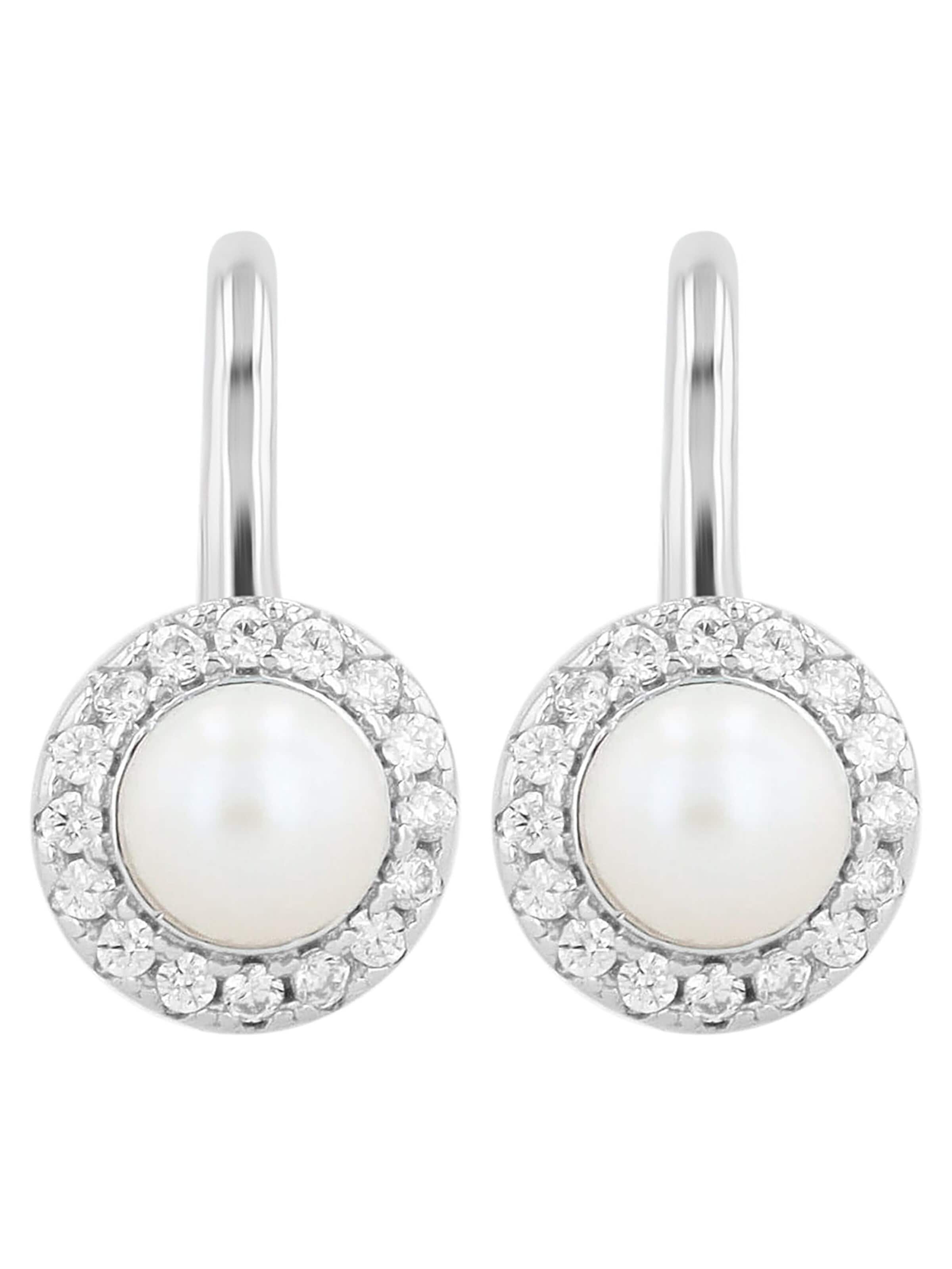 Akzent Earrings '"Pearl" aus 925 Sterlingsilber, rhodiniert, langlebig' in Silver: front