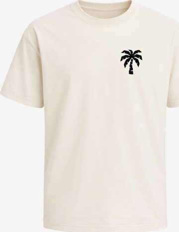 Neverless Shirt 'Minimalistic Palm' in Beige: front
