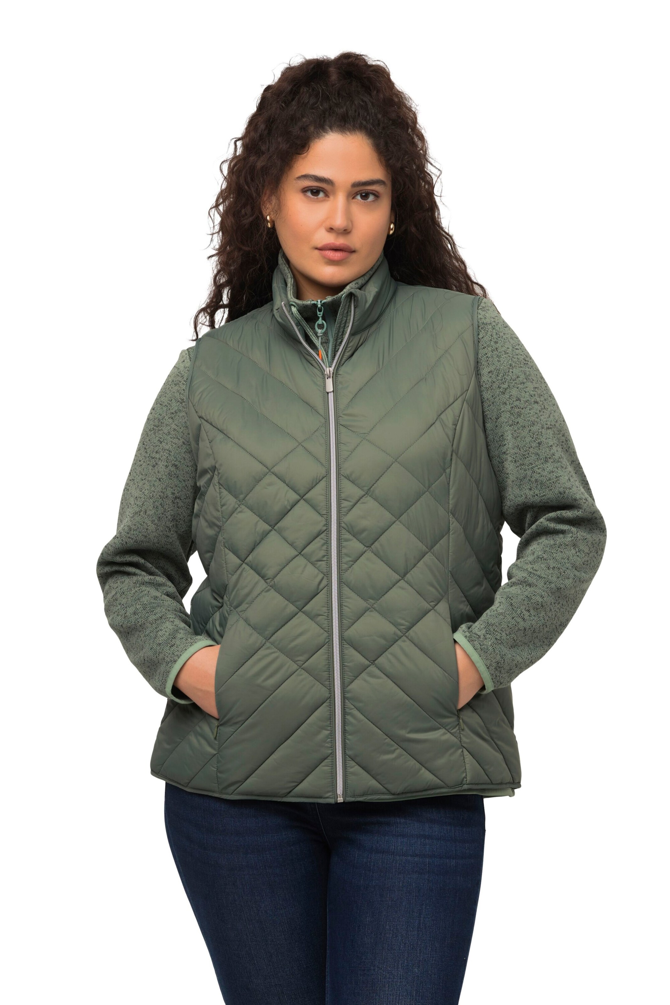 Ulla Popken Weste in Grün: Vorderseite