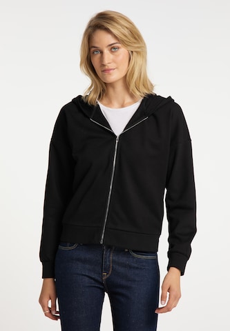 usha BLUE LABEL Zip-Up Hoodie in Black: front