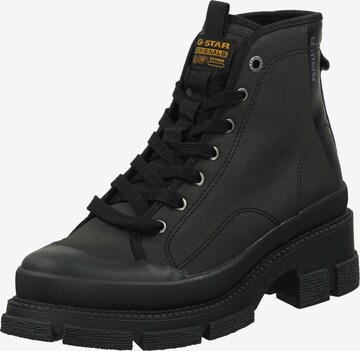 G-Star Footwear Lace-Up Ankle Boots in Black: front