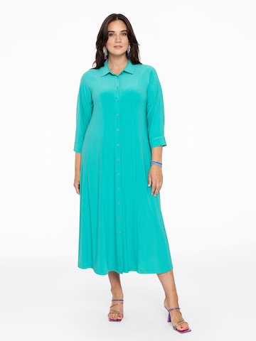 Yoek Shirt Dress in Blue