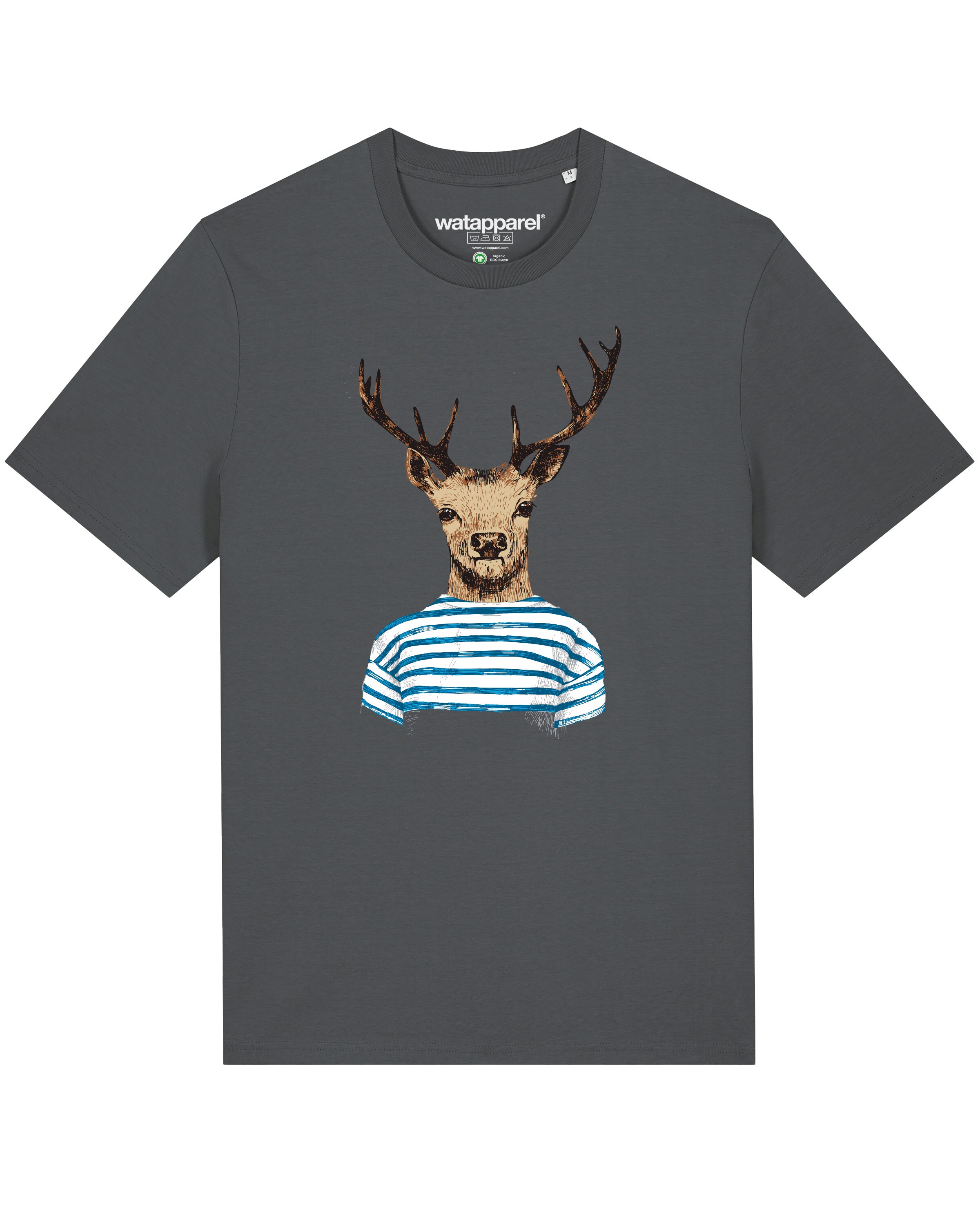 Watapparel Shirt 'Hirsch' in Grau: Vorderseite