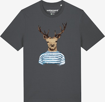 Watapparel Shirt 'Hirsch' in Grau: Vorderseite