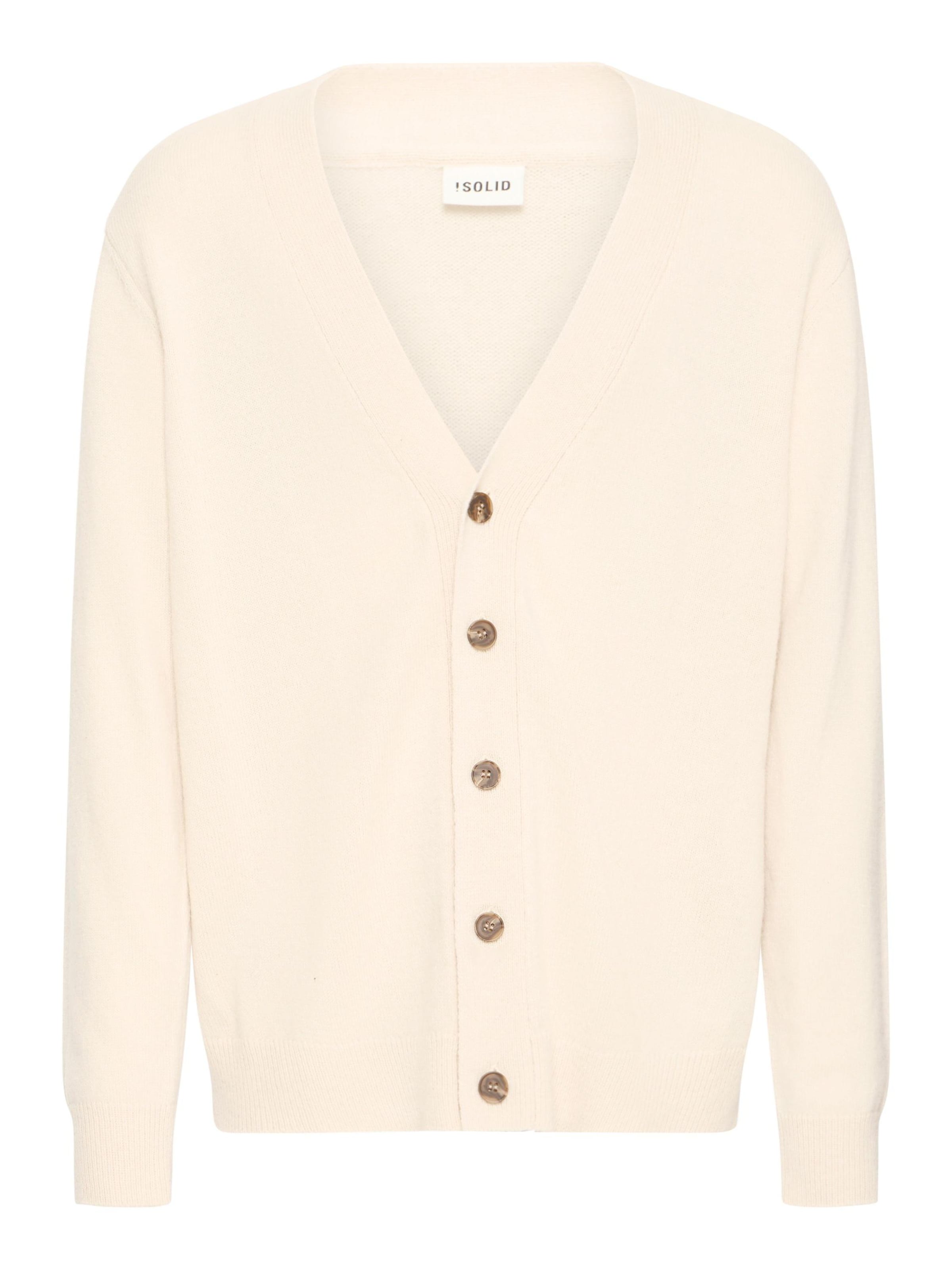 !Solid Knit Cardigan 'DRICK' in Beige: front