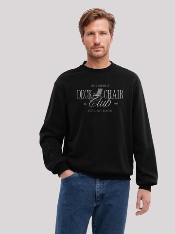 F4NT4STIC Sweatshirt 'Deck Chair Club Knut und Jan' in Black: front