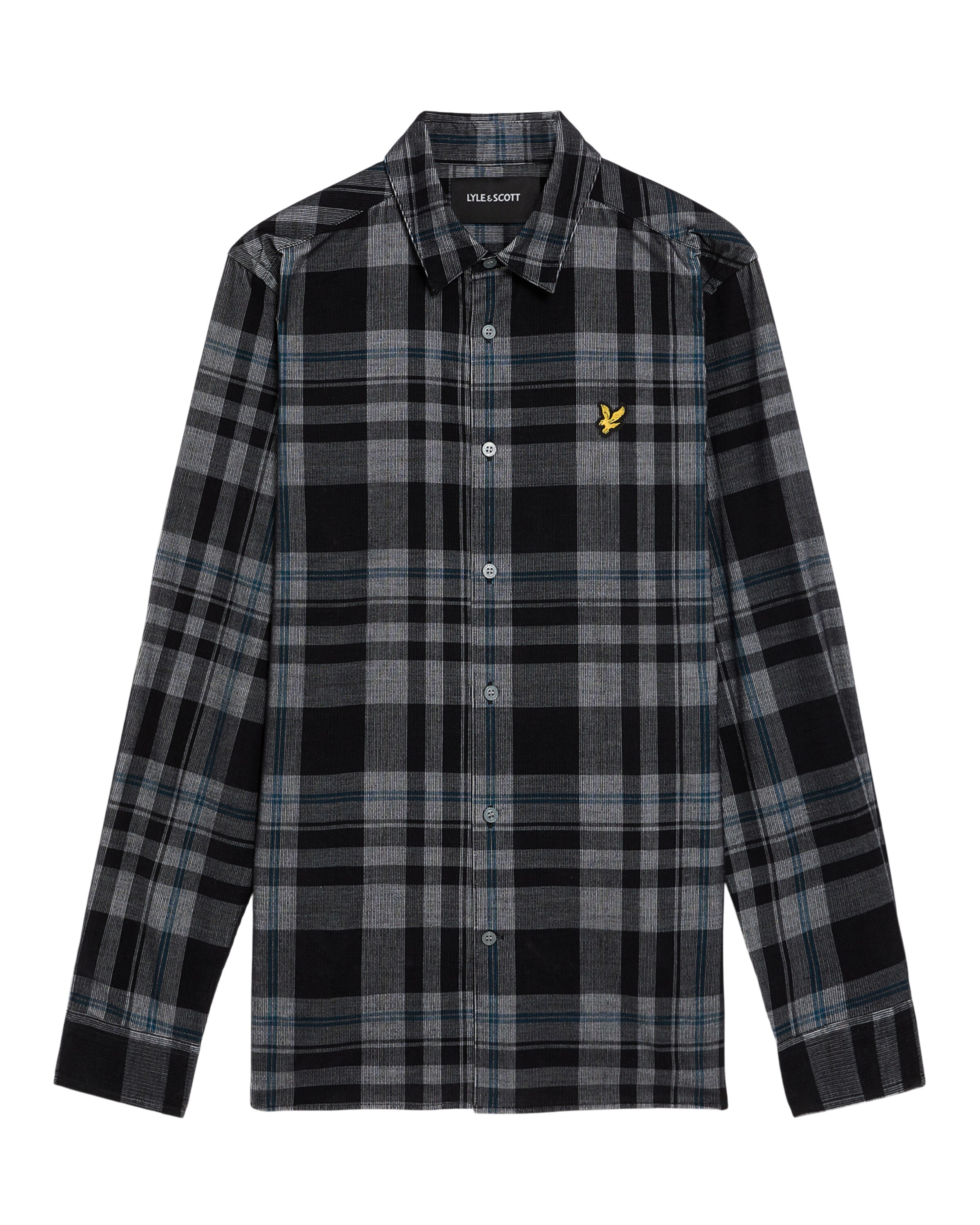 Lyle & Scott Comfort fit Overhemd 'Tartan Corduroy' in Zwart: voorkant