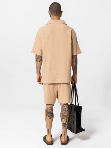 VAMOS CLO Comfort fit Button Up Shirt 'Moselle' in Beige