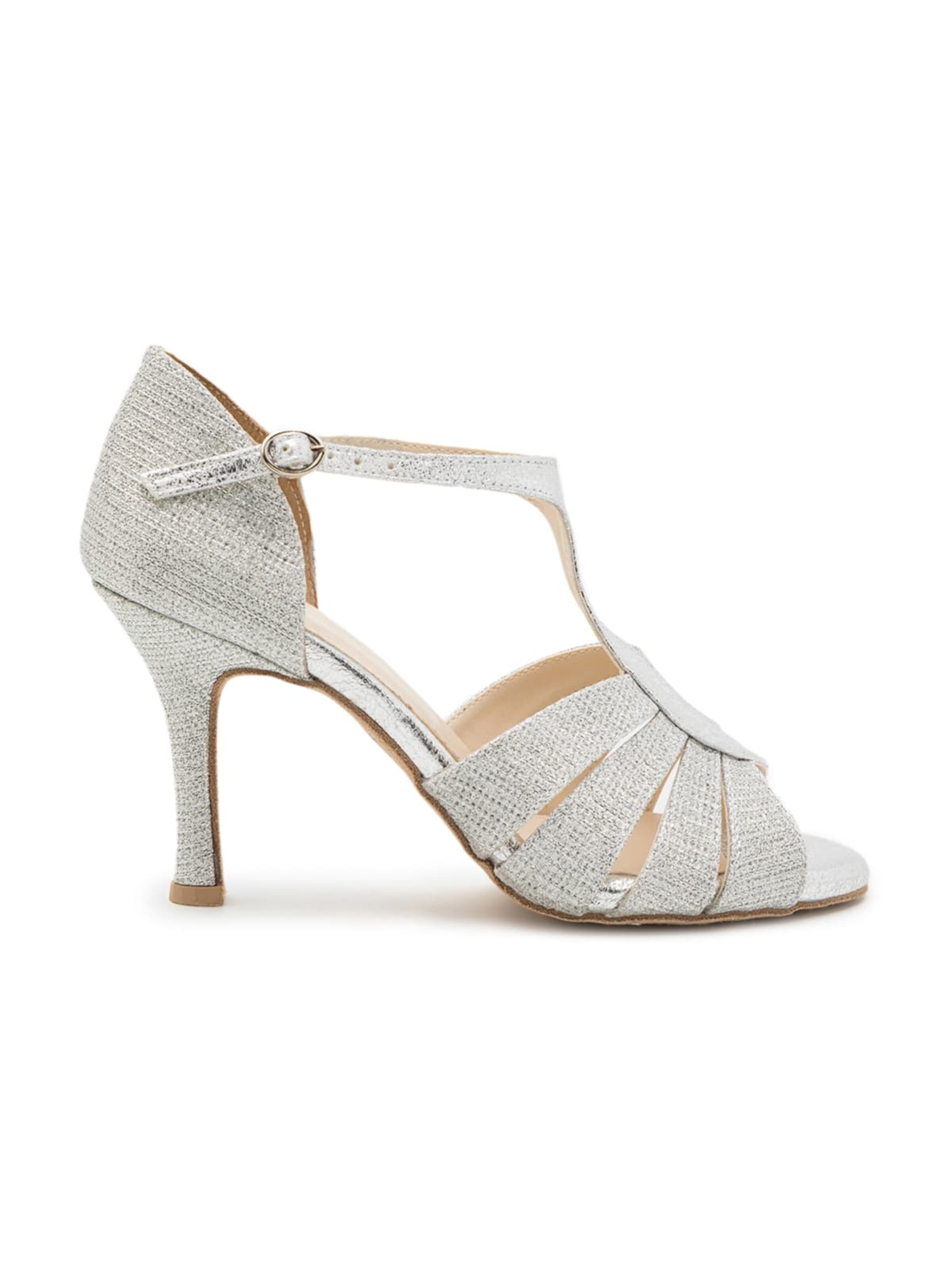 Dancing Queens Strap Sandals 'Dancing Queens - Glow Twinkle Tanzschuhe Glitter - Absatz 8.5 cm thin' in Silver: front