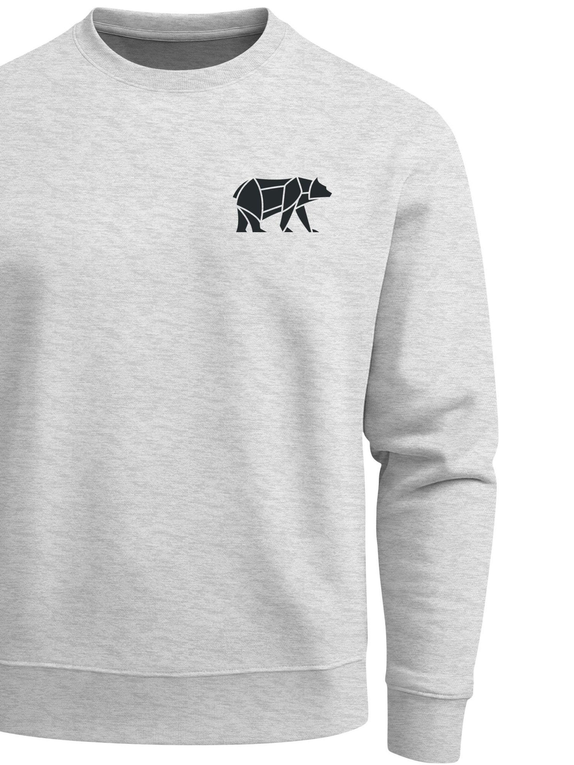 Neverless Sweatshirt 'Bär Lineart Polygon' in Grey