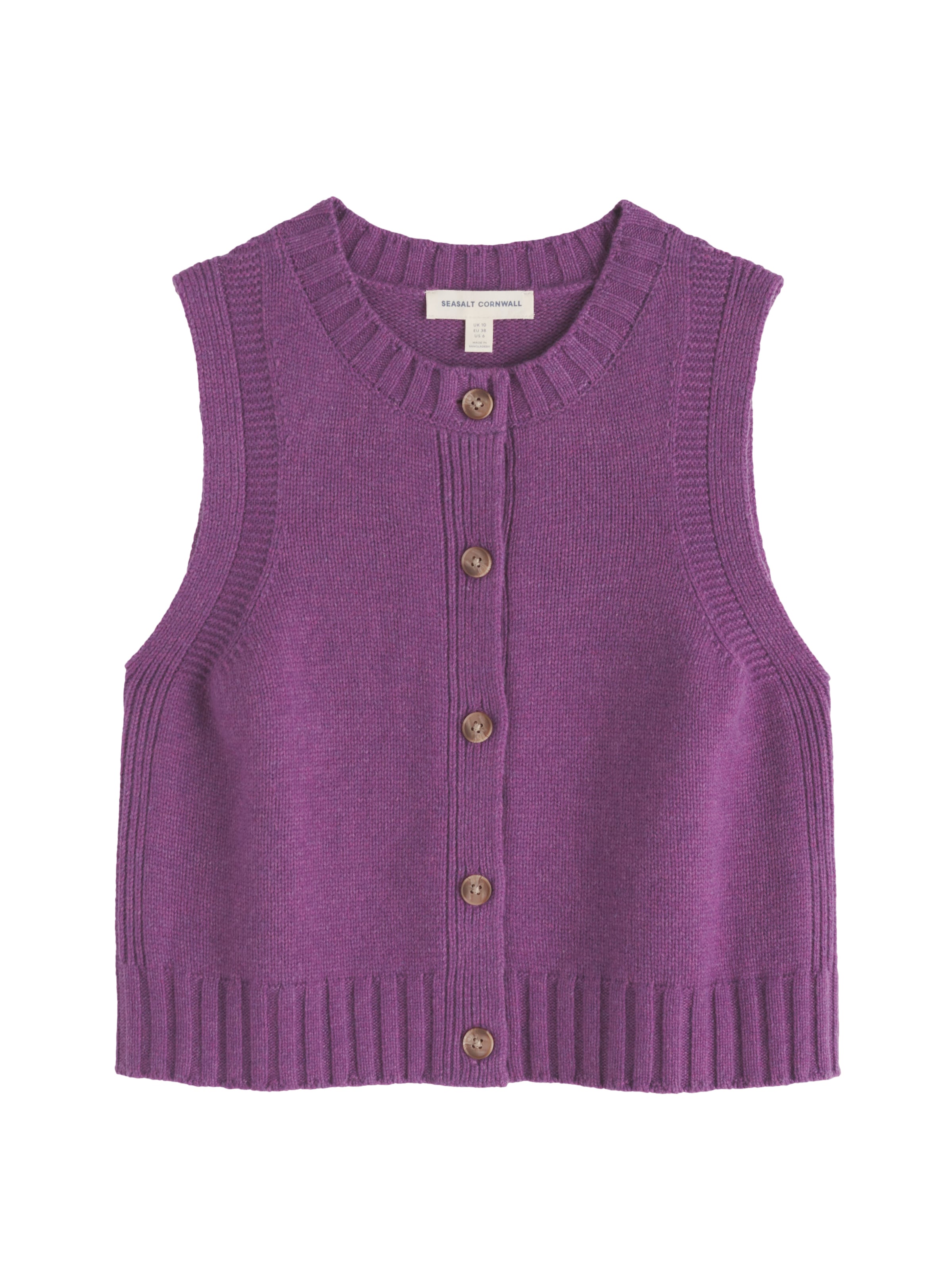 Gilet in maglia 'Derwenn' di Seasalt Cornwall in lilla: frontale