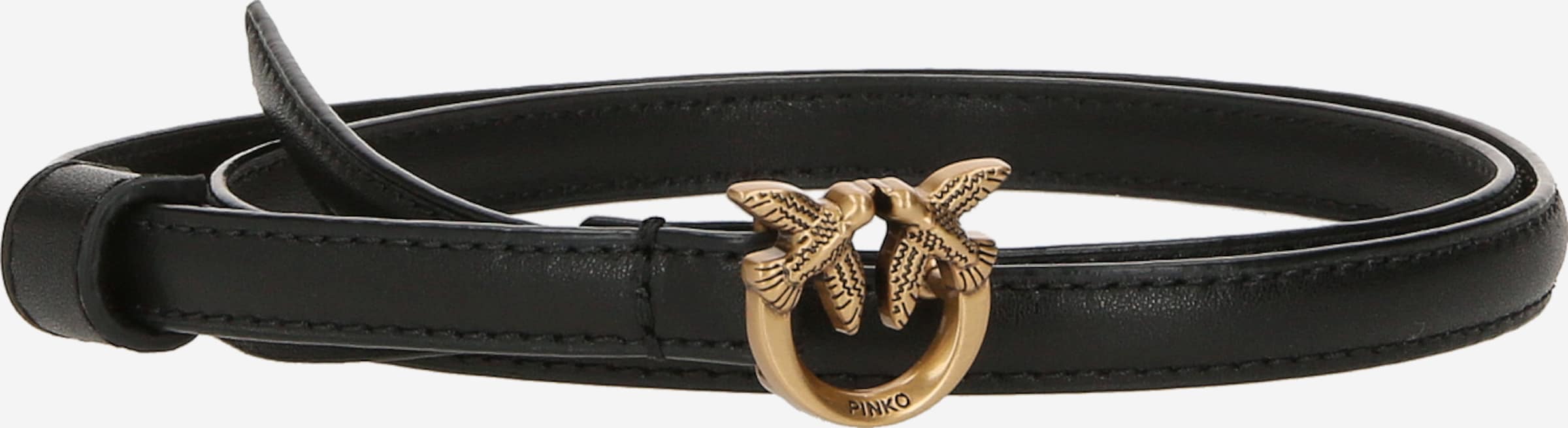 Pinko Black Belt with Gold Buckle Pinko Leather Belt With Studded Birds Buckle Black Antique  main image 3