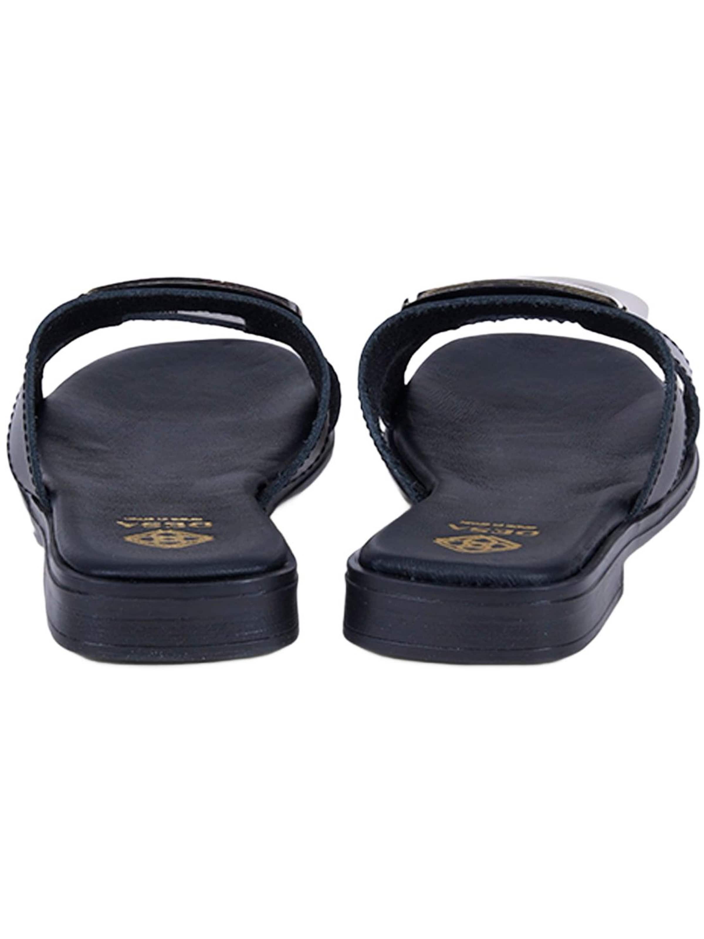 Mule 'DESA Damen-Lederpantoletten mit goldenen Details' Desa en noir