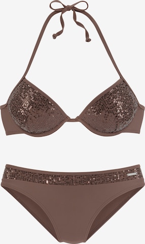 BRUNO BANANI Push-up Bikini in Brown: front